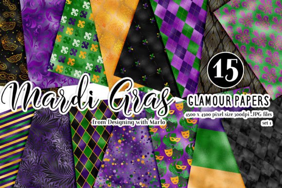 Download Mardi Gras 15x15 Glamour Foil Papers - Premium Resources