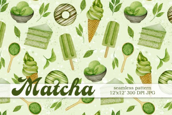 Download Matcha, Green Tea Seamless Pattern Decor - Seamless Collection