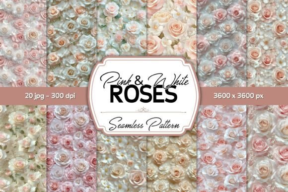 Download Seamless Wedding Pink &amp; White Roses - Seamless Collection