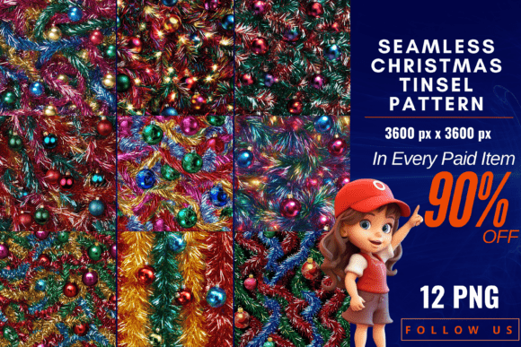 Download Seamless Christmas Tinsel Patterns - Seamless Collection