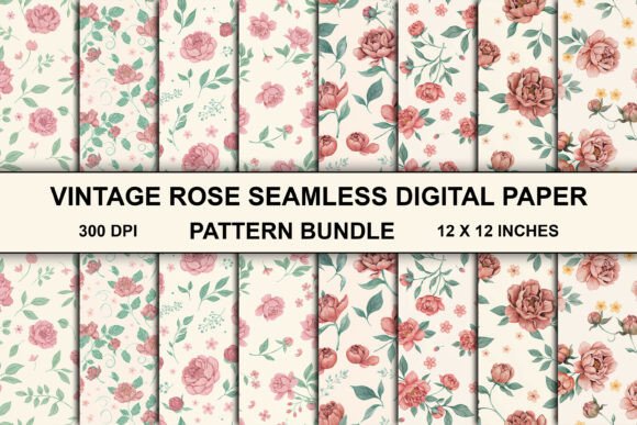 Download Vintage Rose Seamless Pattern Bundle - Seamless Collection