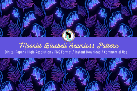 Download Moonlit Bluebell Seamless Pattern PNG - Seamless Collection