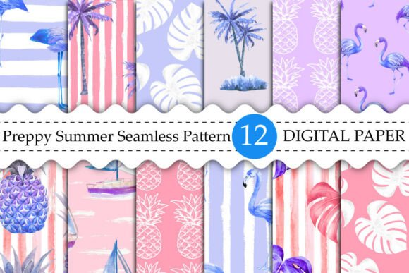 Download Preppy Pink &amp; Blue Summer Seamless - Seamless Collection