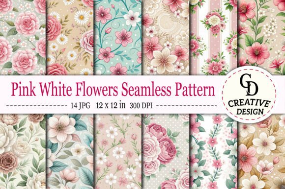 Download Pink White Flowers Seamless Pattern - Seamless Collection