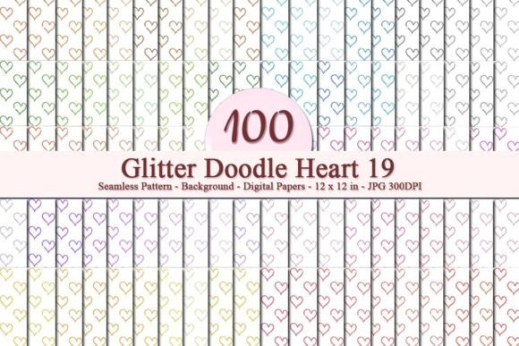 Download Glitter Doodle Heart 19 Seamless Pattern - Seamless Collection