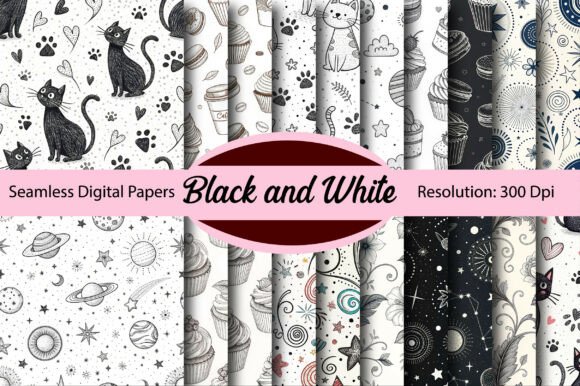 Download Black and White Seamless Digital Paper - Seamless Collection