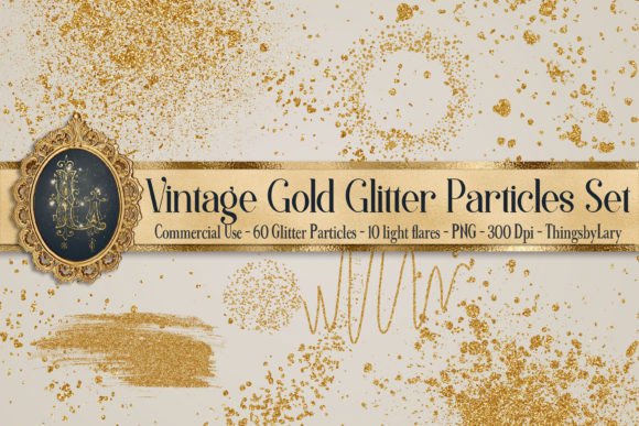 Download 70 Vintage Gold Glitter Particles PNG - Gold glitter Collection