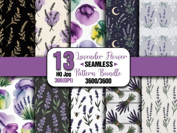 Download Lavender Flower Seamless Pattern Pack - Seamless Collection