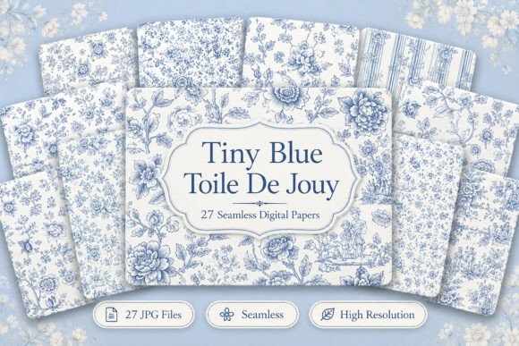 Download Tiny Blue Toile De Jouy Seamless - Seamless Collection