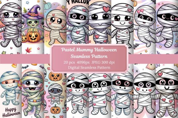 Download Pastel Mummy Halloween Seamless Pattern - Seamless Collection