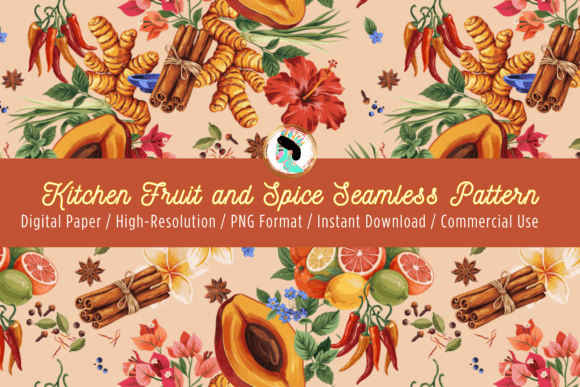 Download Kitchen Fruit &amp; Spice Seamless Pattern - Seamless Collection