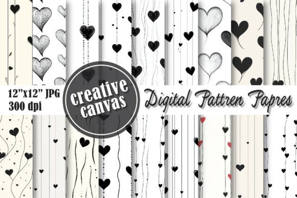 Download Black and White Heart Seamless Pattern - Seamless Collection