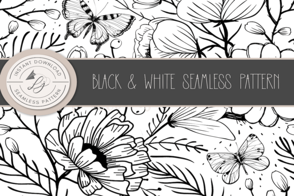 Download Black and White Seamless Floral - Seamless Collection