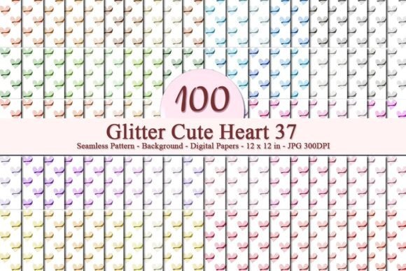 Download Glitter Cute Heart 37 Seamless Pattern - Seamless Collection