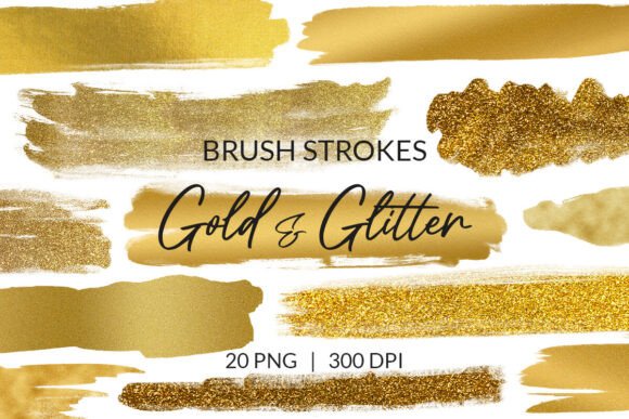 Download Gold Glitter Brush Strokes Png Cliparts - Gold glitter Collection