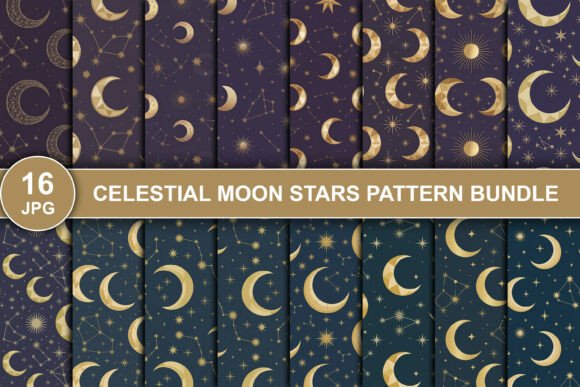 Download Celestial Moon Stars Pattern Bundle - Premium Resources